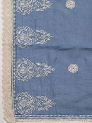 Neck Embroidered Muslin Unstitched Suit With Dupatta