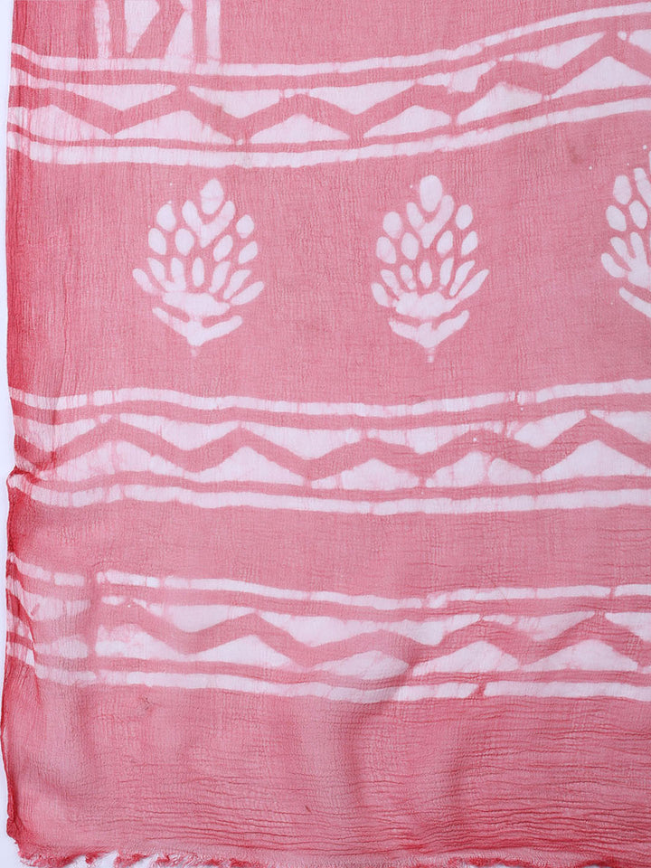 Printed Chanderi Unstitched Suit Piece With Dupatta