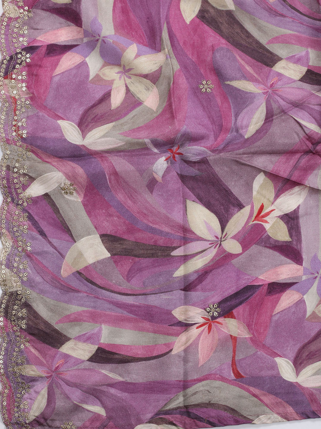 Neck Embroidered Chanderi Unstitched Suit Piece With Dupatta