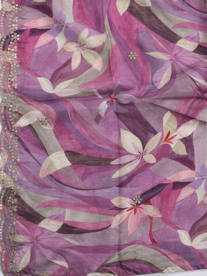 Neck Embroidered Chanderi Unstitched Suit Piece With Dupatta