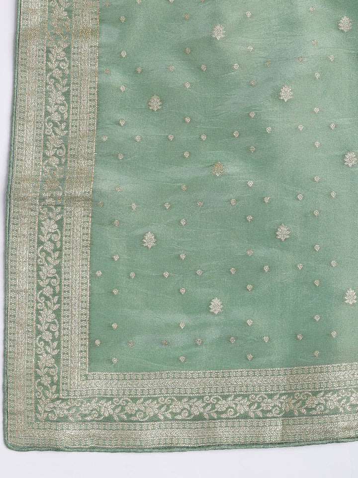 Embroidered Art Silk Unstitched Suit Piece With Dupatta