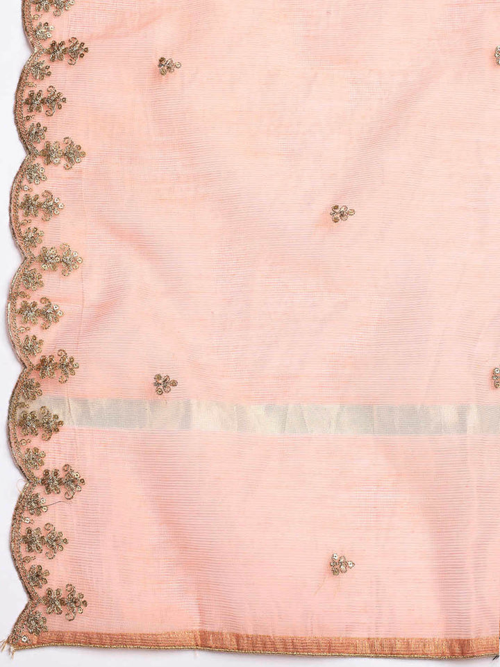Embroidered Cotton Blend Unstitched Suit Piece With Dupatta