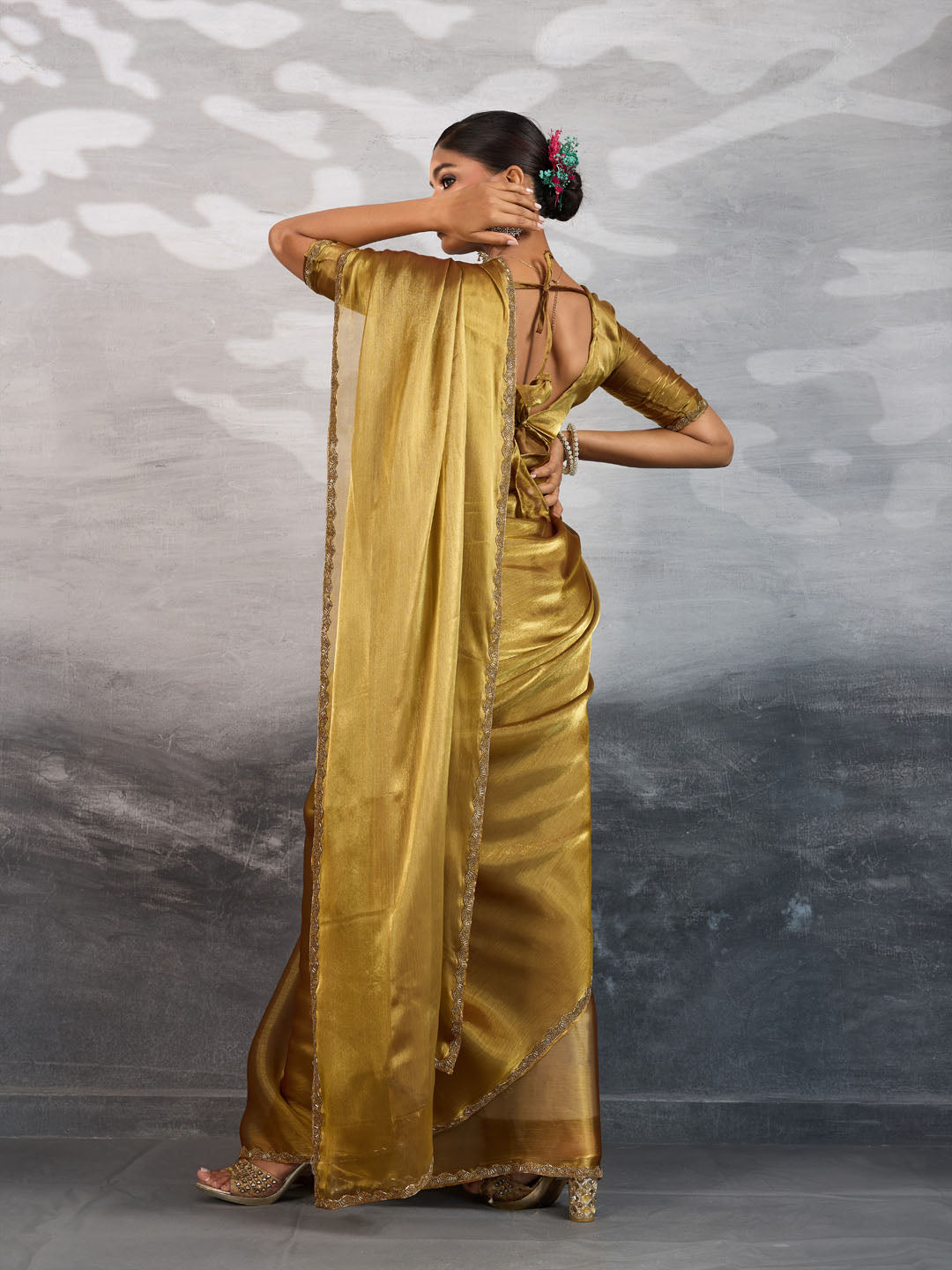 Embroidered Burberry Saree