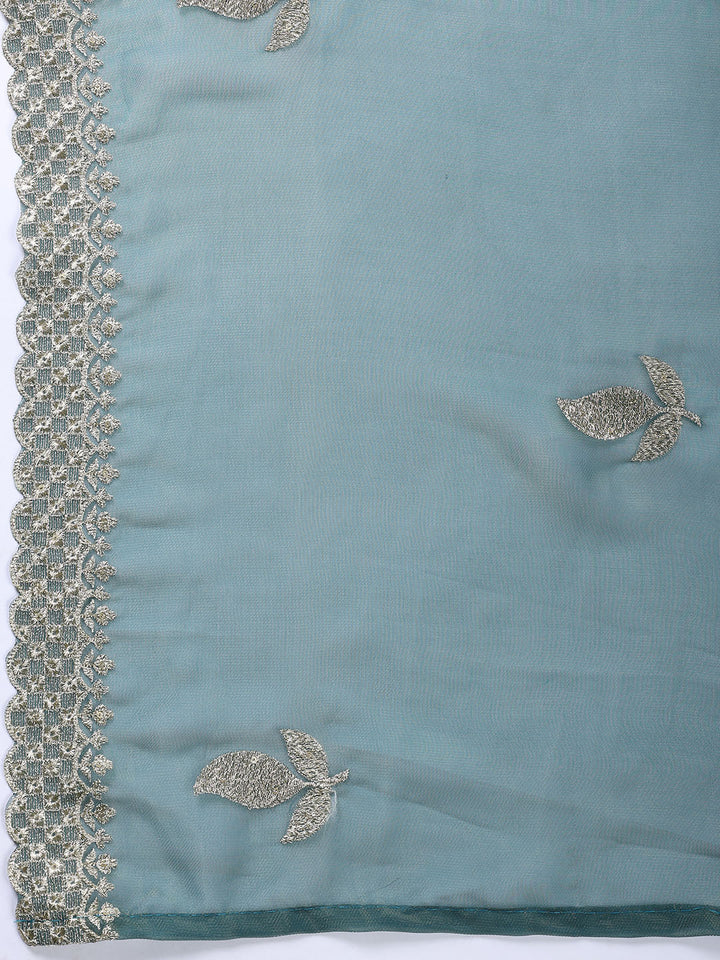 Neck Embroidered Tissue Unstitched Suit With Dupatta