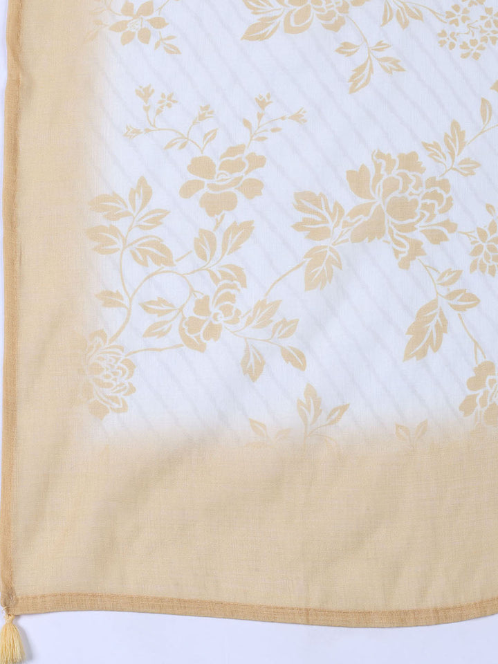 Floral Printed Linen Unstitched Suit With Dupatta