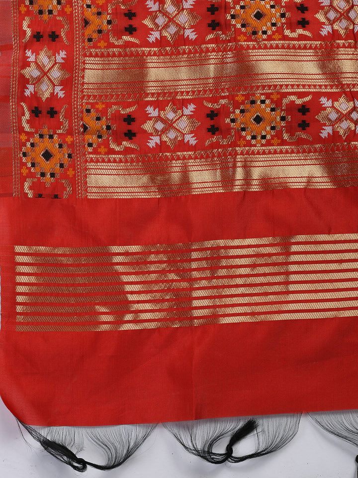 Embroidered Chanderi Unstitched Suit With Dupatta
