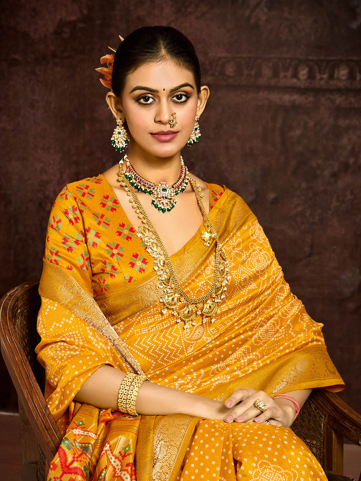 Bandhani Printed Art Silk Saree