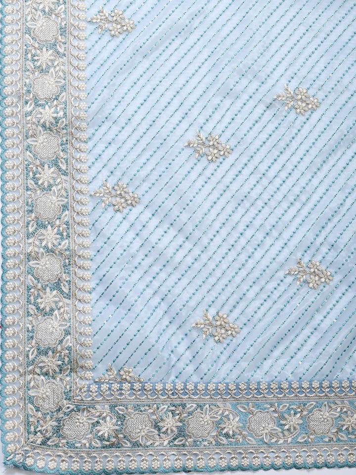 Embroidered Organza Unstitched Suit Piece With Dupatta