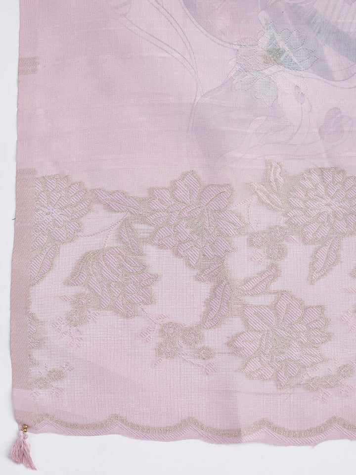Printed Linen Unstitched Suit Piece With Dupatta