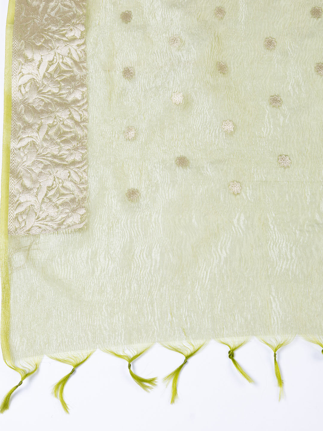 Neck Embroidered Tissue Unstitched Suit Piece With Dupatta