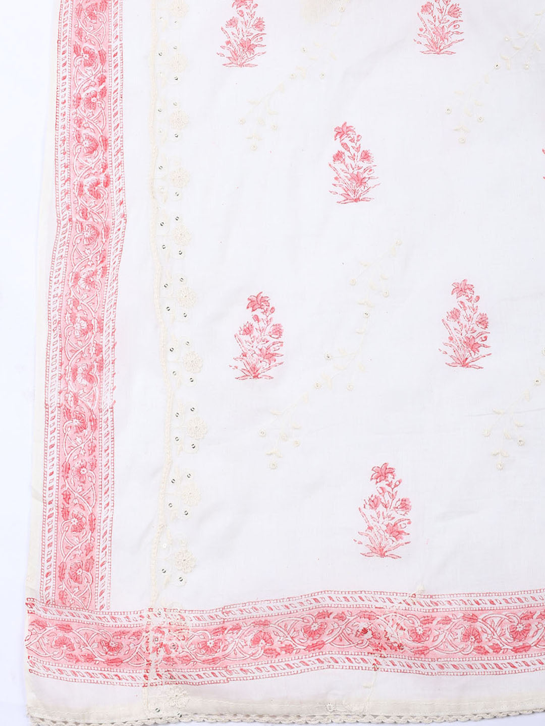 Neck Embroidered Cotton Blend Unstitched Suit With Dupatta