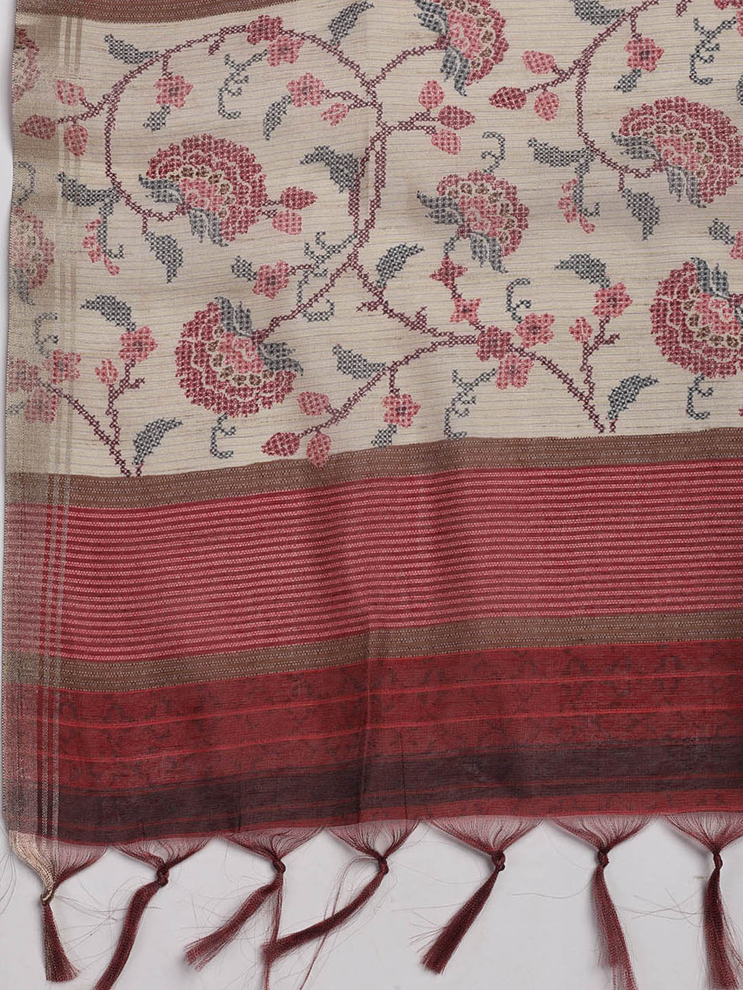 Embroidered Chanderi Unstitched Suit Piece With Dupatta