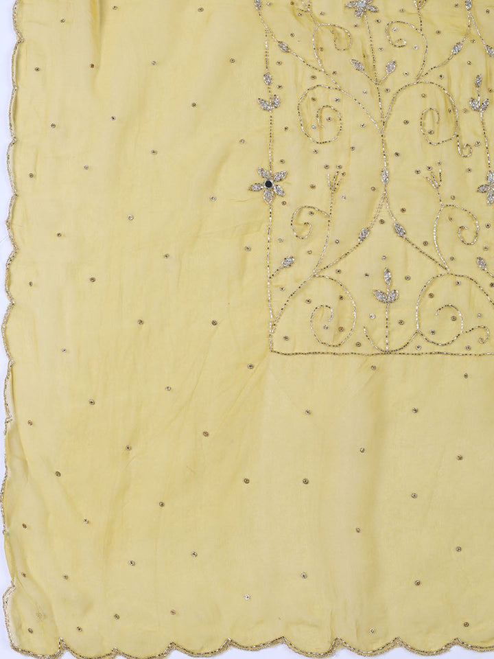 Neck Embroidered Organza Unstitched Suit With Dupatta