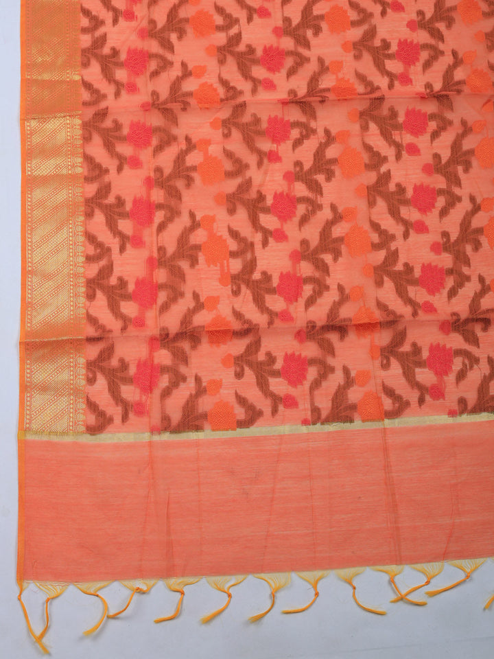 Woven Design Chanderi Unstitched Suit With Pant &amp; Dupatta