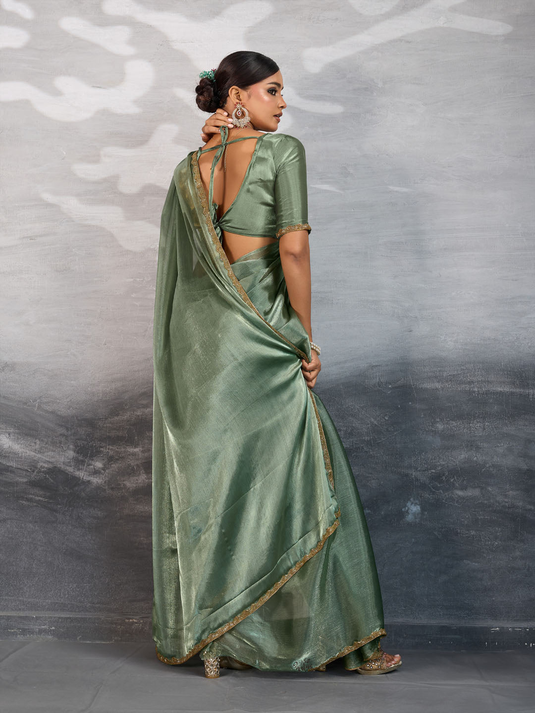 Embroidered Burberry Saree