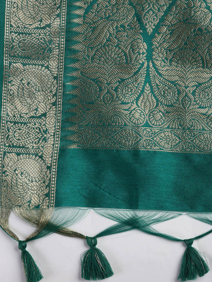 Woven Chanderi Unstitched Suit With Dupatta