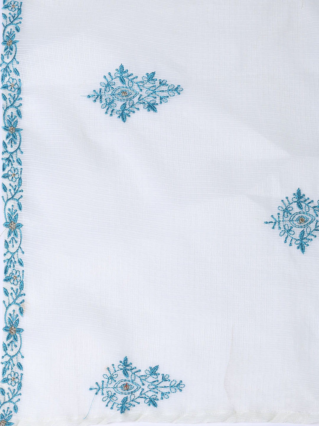 Neck Embroidered Cotton Blend Unstitched Suit Piece With Dupatta