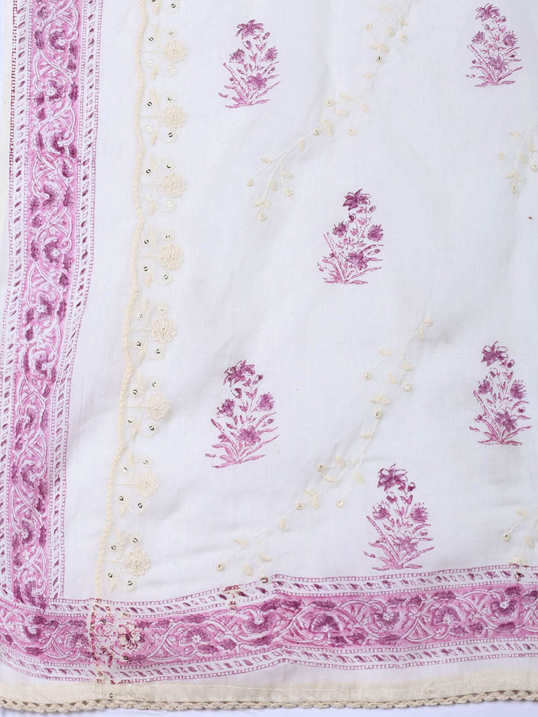 Neck Embroidered Cotton Blend Unstitched Suit With Dupatta