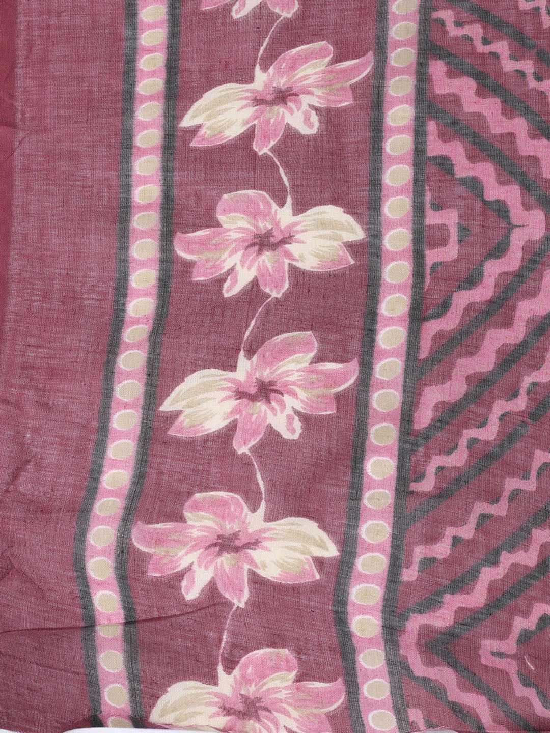 Printed Cotton Blend Unstitched Suit With Dupatta