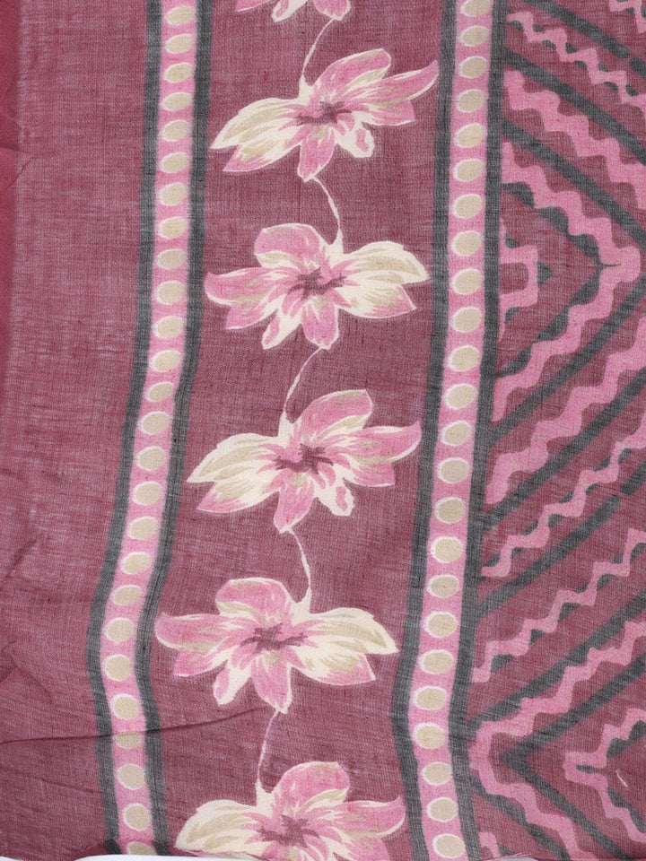Printed Cotton Blend Unstitched Suit With Dupatta