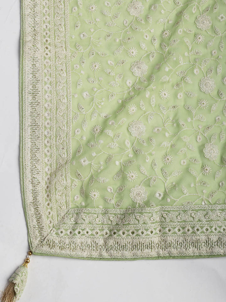 Embroidered Georgette Unstitched Suit Piece With Dupatta