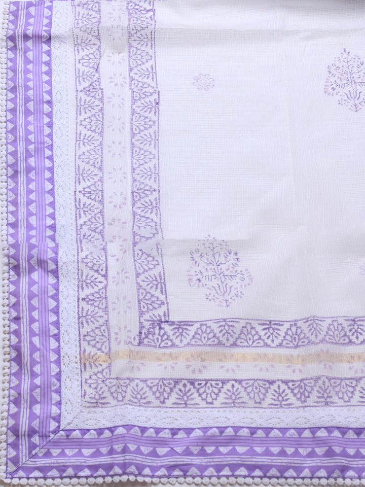 Printed Cotton Blend Unstitched Suit With Dupatta