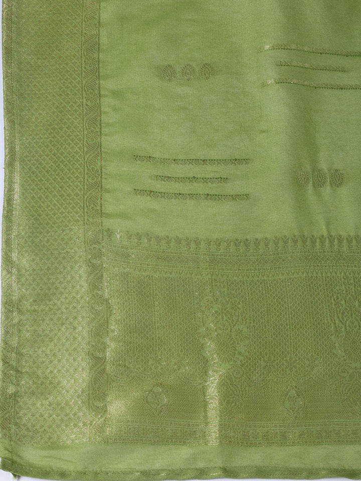 Neck Embroidered Chanderi Unstitched Suit Piece With Dupatta