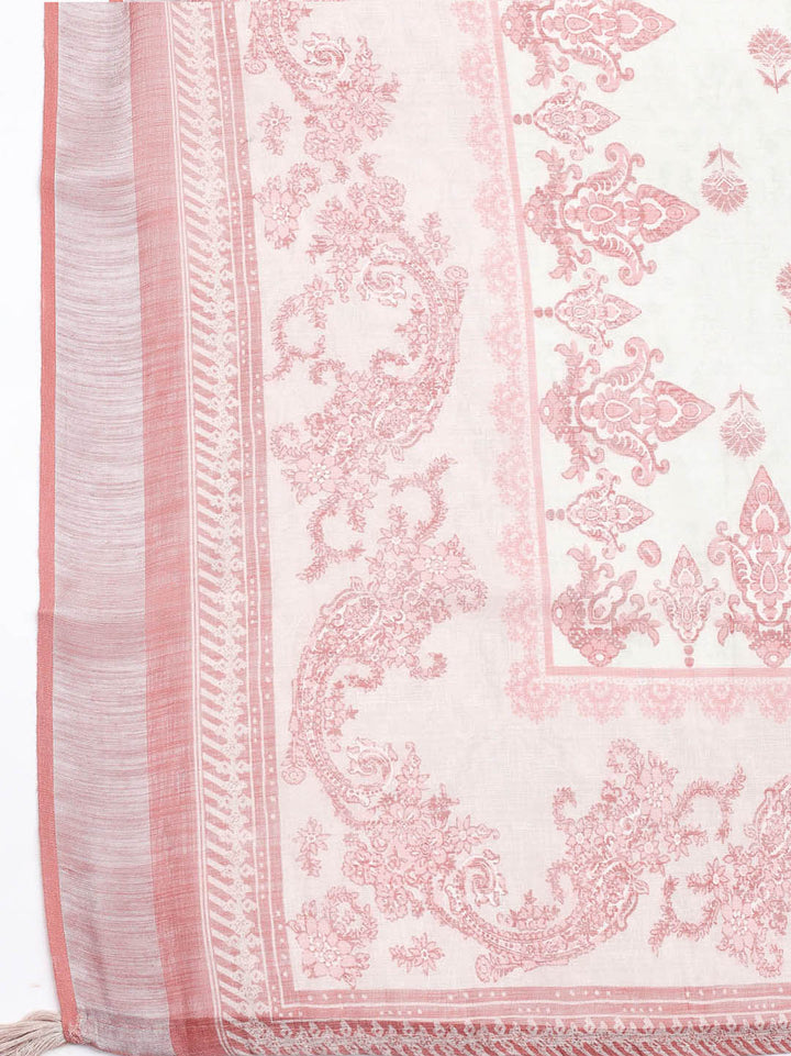 Printed Linen Unstitched Suit Piece With Dupatta