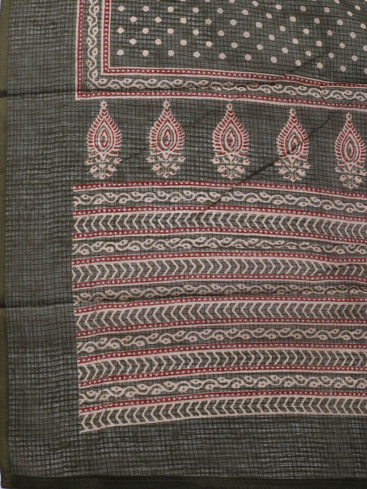 Printed Cotton Blend Unstitched Suit Piece With Dupatta
