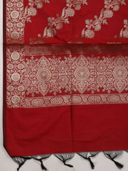 Woven Banarasi Chanderi Unstitched Suit With Dupatta