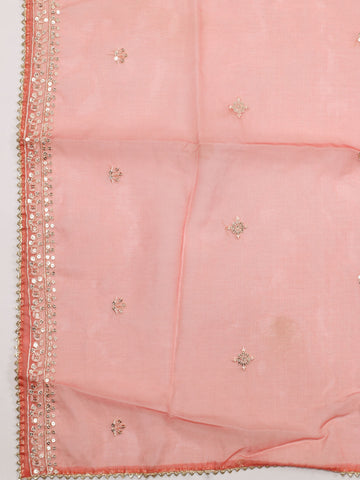 Neck Embroidered Chanderi Unstitched Suit With Dupatta