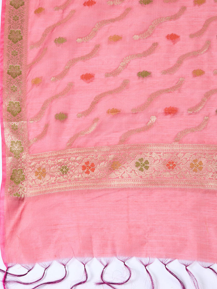 Woven Chanderi Unstitched Suit With Dupatta