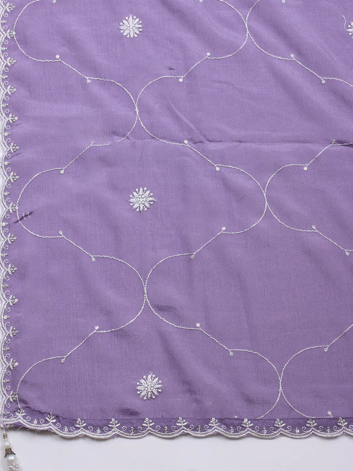 Embroidered Art Silk Unstitched Suit Piece With Dupatta