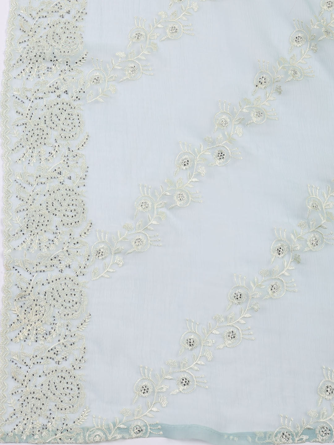 Embroidered Organza Unstitched Suit With Dupatta