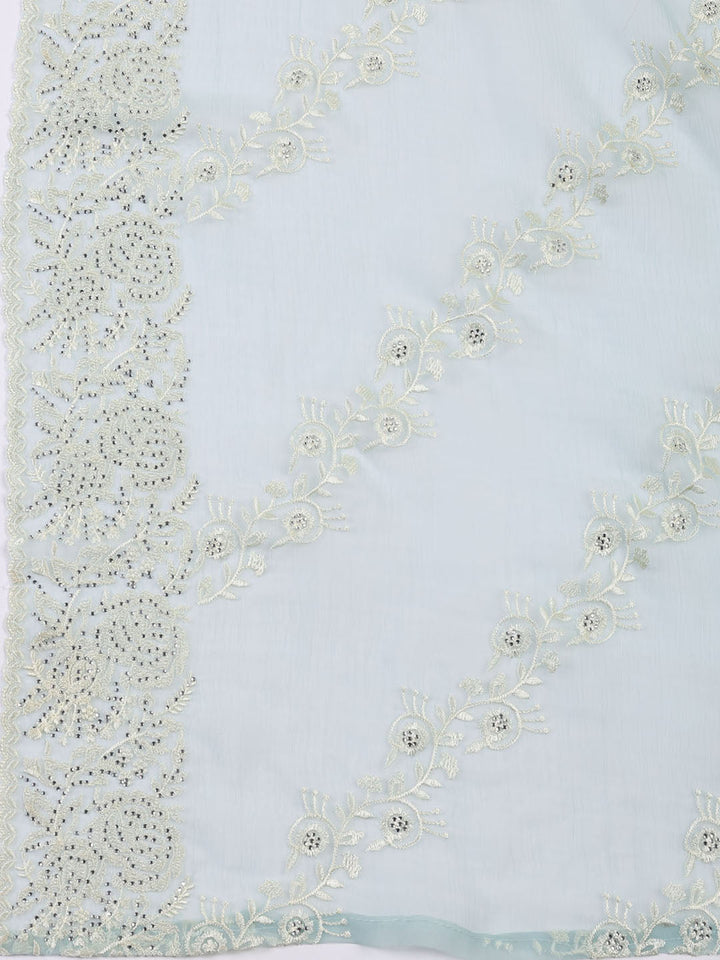 Embroidered Organza Unstitched Suit With Dupatta
