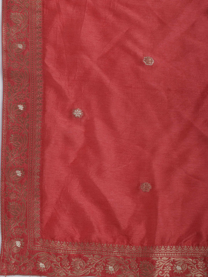 Embroidered Chanderi Unstitched Suit Piece With Dupatta