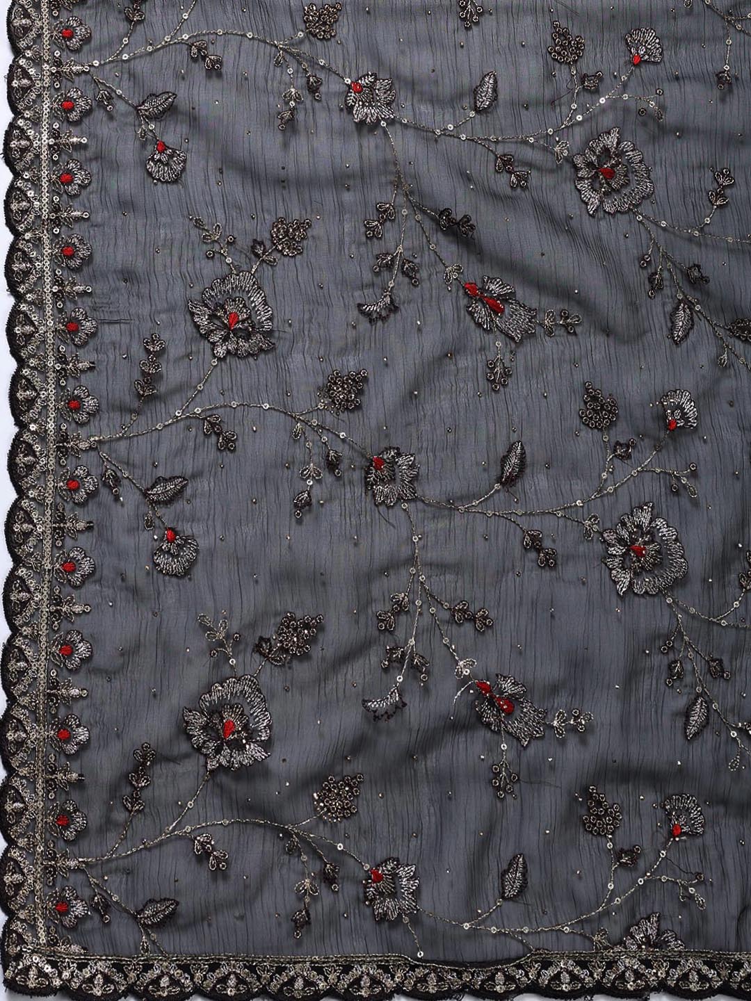 Embroidered Organza Unstitched Suit Piece With Dupatta