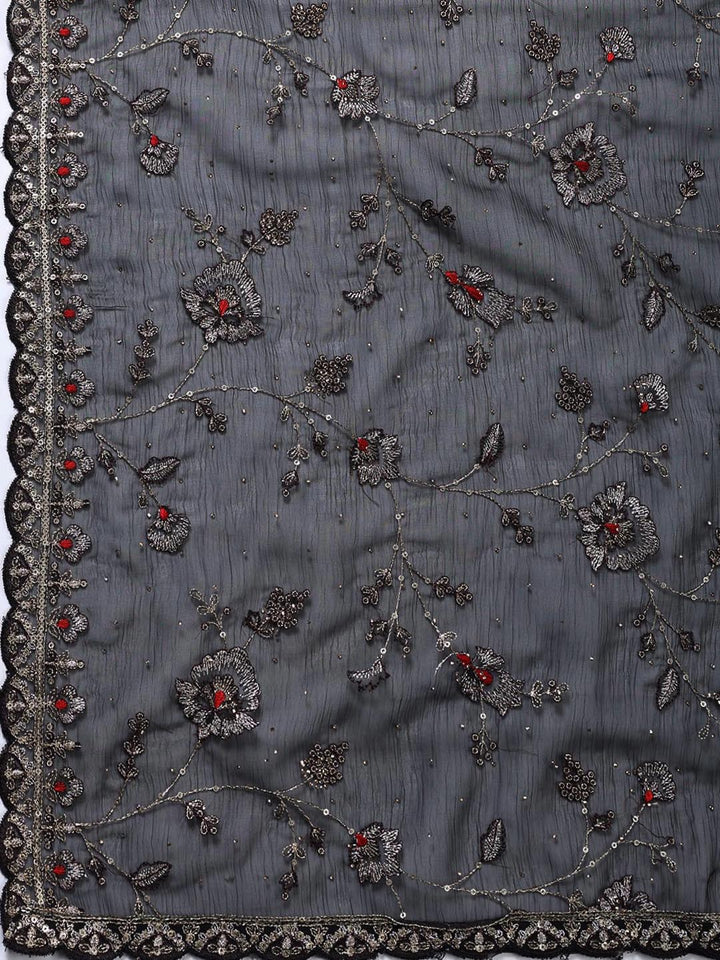 Embroidered Organza Unstitched Suit Piece With Dupatta