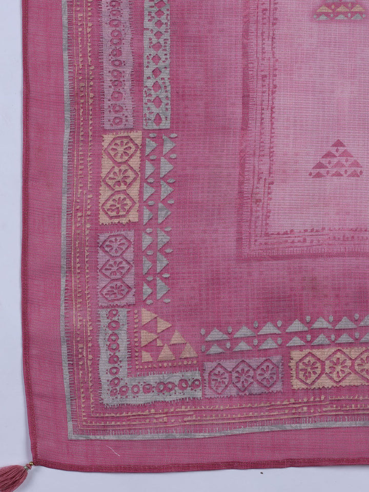 Neck Embroidered Tissue Unstitched Suit With Dupatta