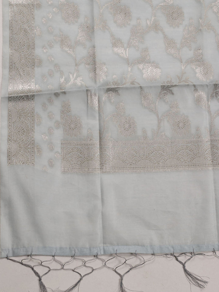 Woven Chanderi Unstitched Suit With Dupatta