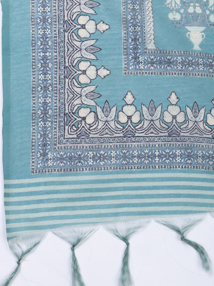 Neck Embroidery Chanderi Unstitched Suit With Dupatta
