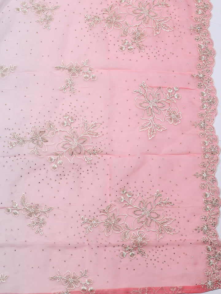 Neck Embroidery Organza Unstitched Suit Piece With Dupatta