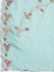 Embroidered Chinnon Unstitched Suit Piece With Dupatta