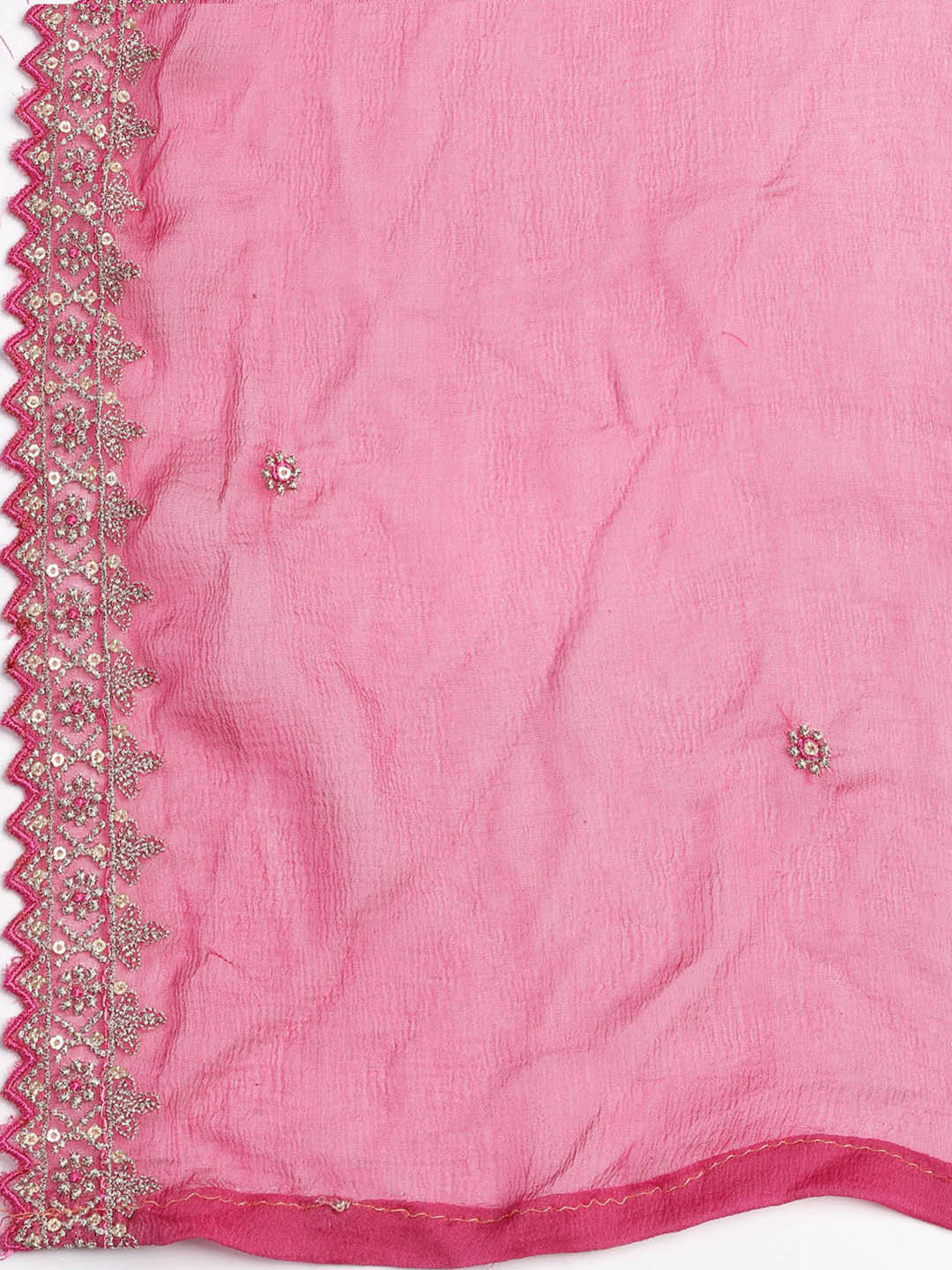 Patch Neck Art Silk Unstitched Suit With Dupatta