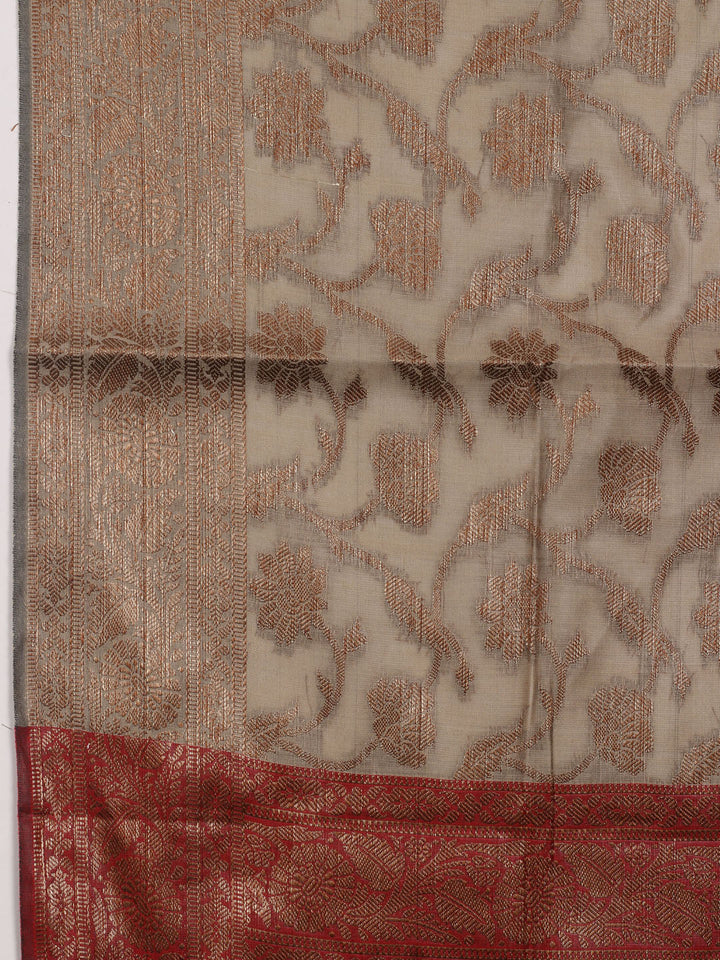 Neck Embroidered Chanderi Unstitched Suit Piece With Dupatta