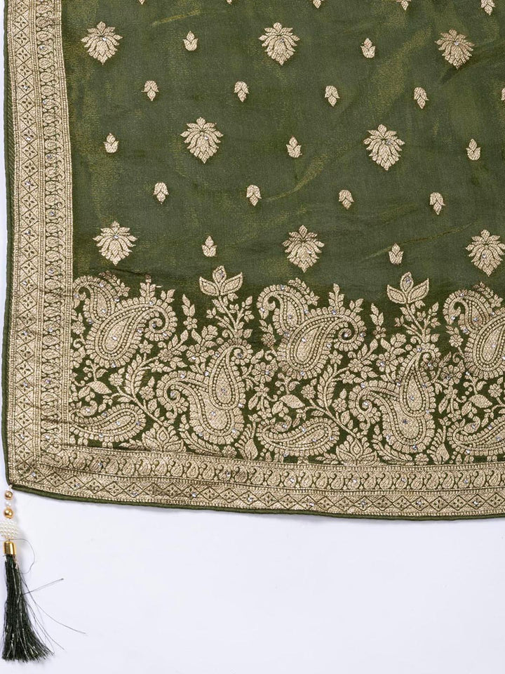 Embroidered Tissue Unstitched Suit With Dupatta