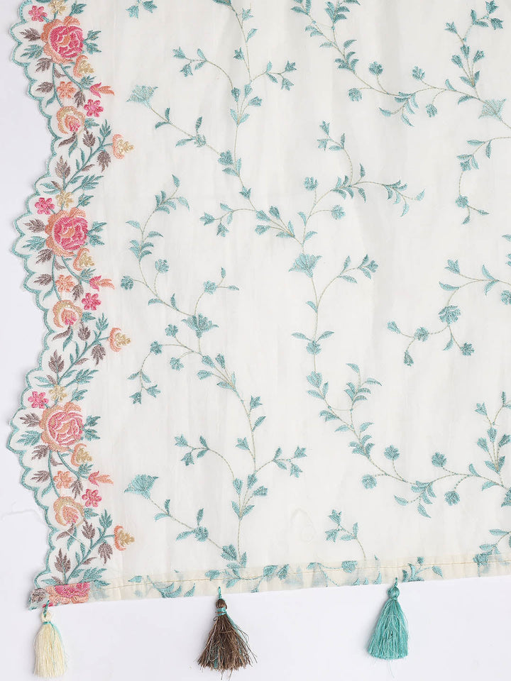 Embroidery Border Chanderi Unstitched Suit With Dupatta