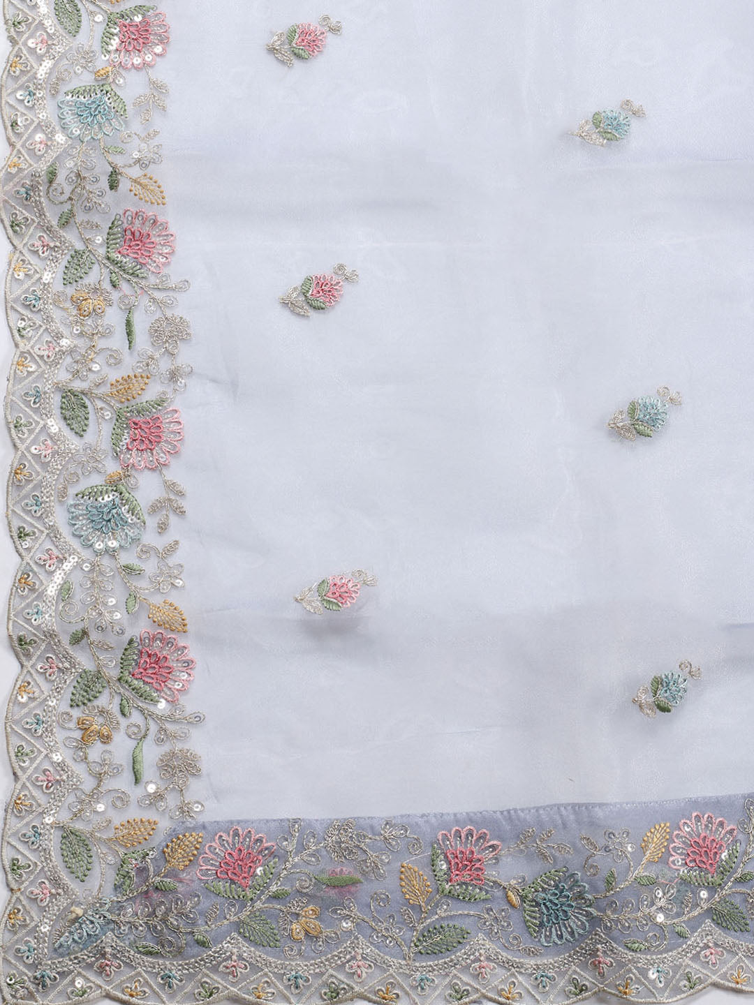 Embroidered Organza Unstitched Suit With Dupatta