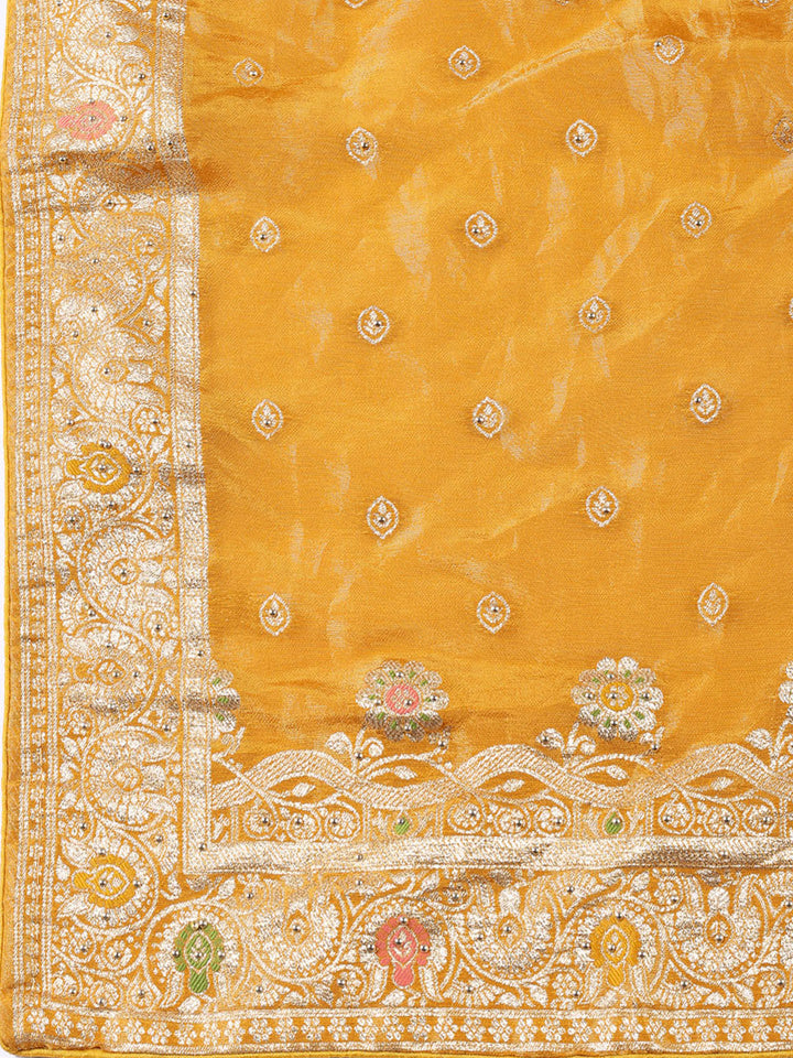Woven Tissue Unstitched Suit Piece With Dupatta