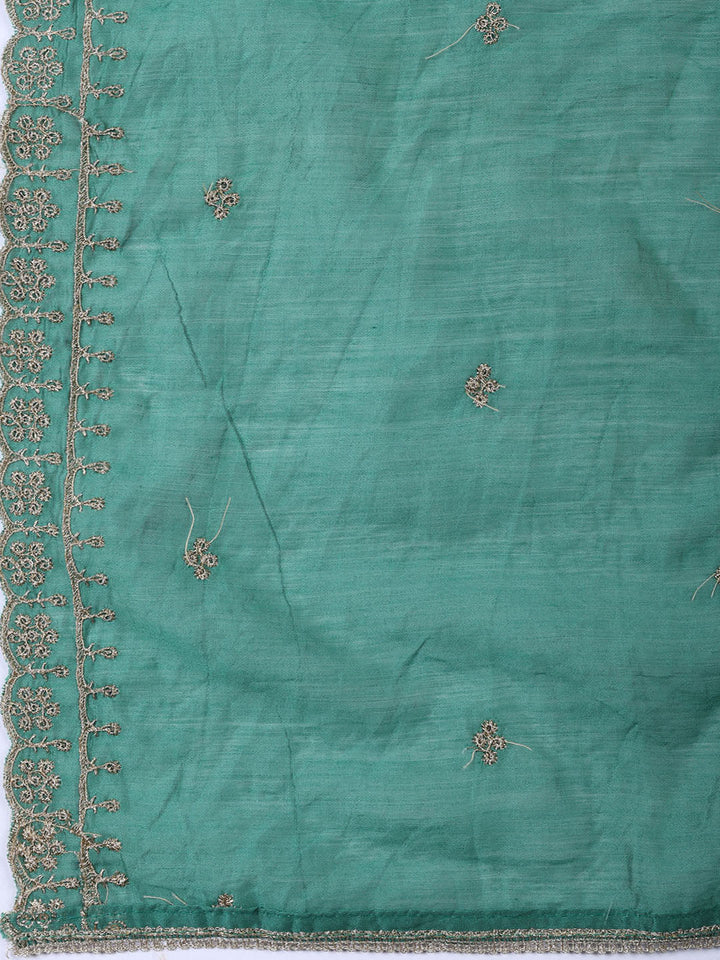 Neck Embroidered Cotton Blend Unstitched Suit With Dupatta
